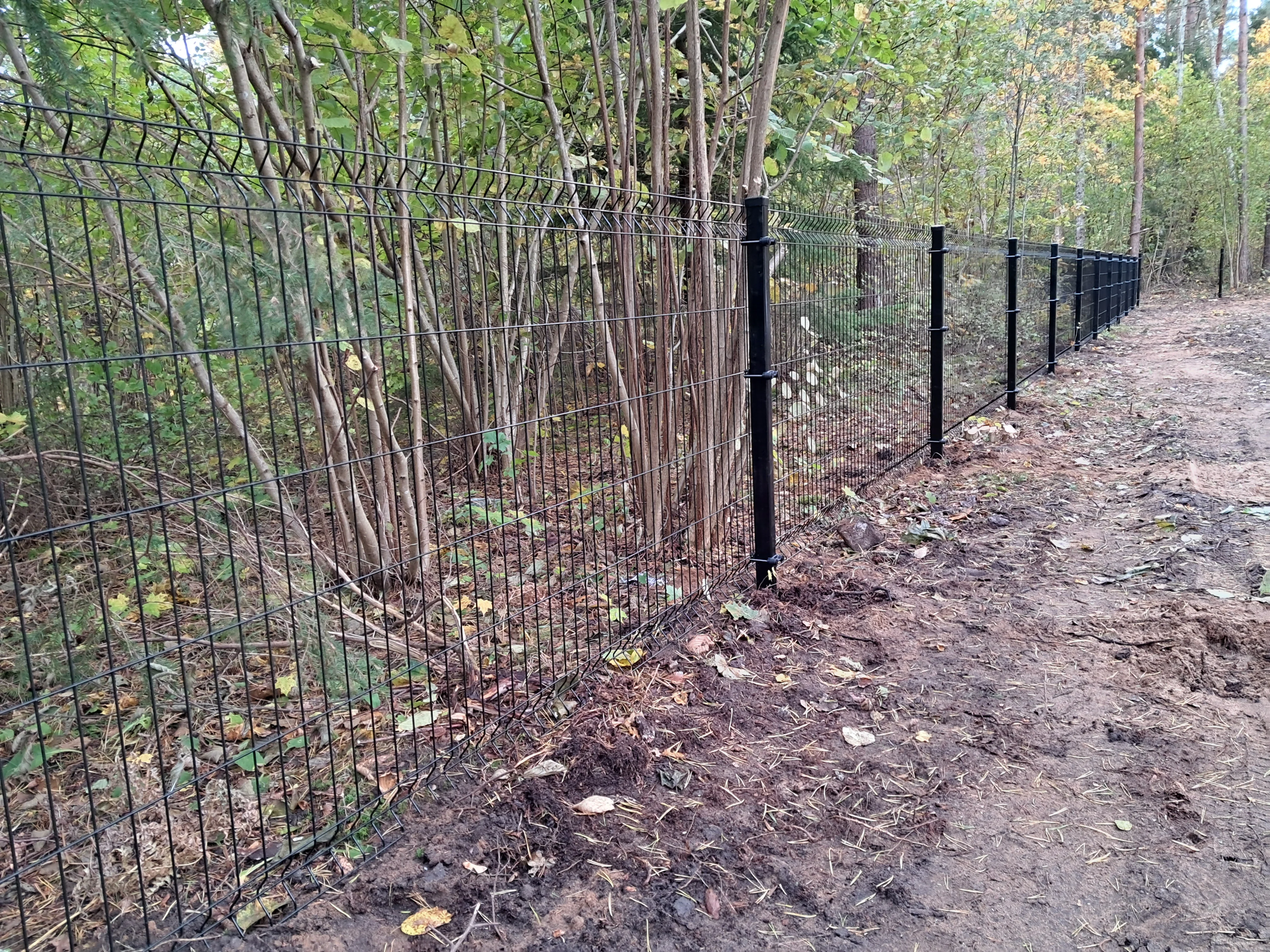 Keevispaneel - must 3D traatpaneelaed antratsiitpostidega metsaäärsel kinnistul